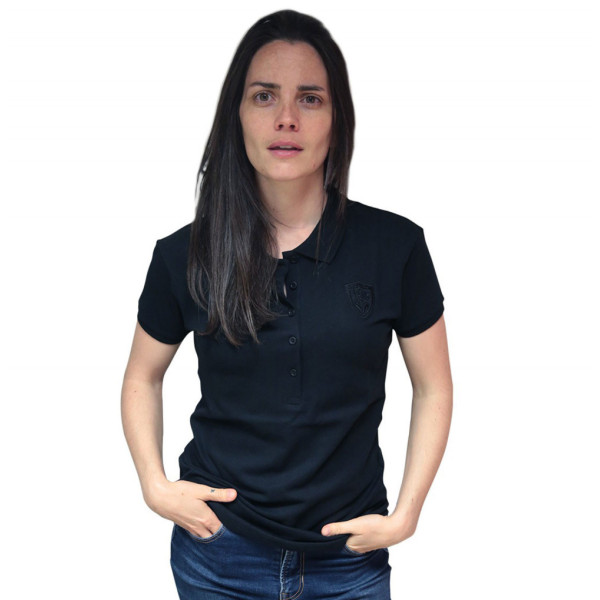 Women's black polo shirt black logo