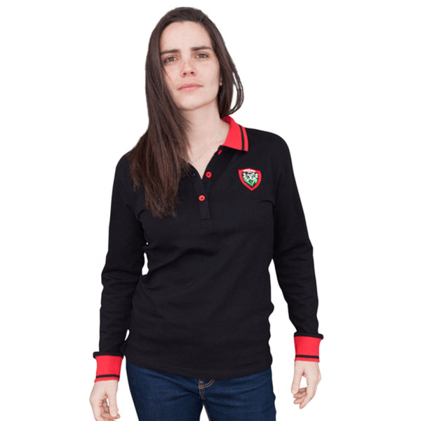 Black polo shirt woman long sleeves